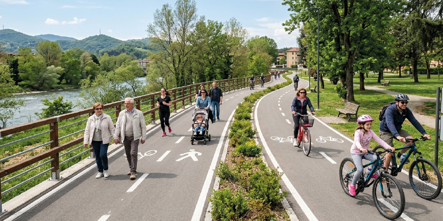 Pavimentazione per piste ciclabili in asfalto ecologico realizzata da Oraizon